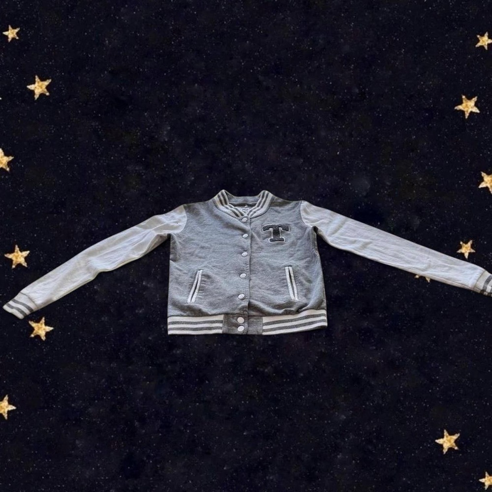 Terranova grey varsity jacket with a T